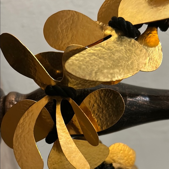 Gold Leaf Coral Necklace with Black Cord - Picture 7 of 8